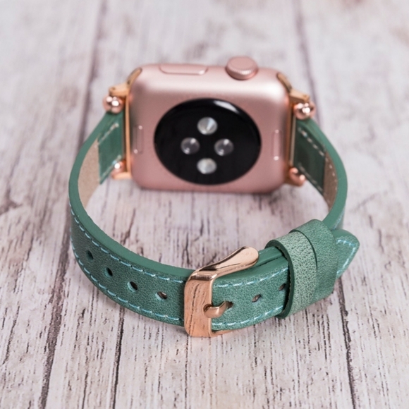 Green Premium Leather Apple Watch Band - Picture 5 of 8